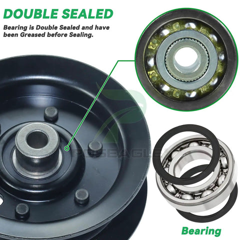 Flat Idler Pulley Replacement For Toro Timecutter SS5000 Deck 50 Inch And 42 Inch Models 132-9420, double sealed bearing
