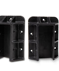 DIY Friendly Stair Railing Hangers For 2x4 Wood Rails 1.5 By 3.5 Inches Fits 29 To 37 Degree Incline Fiberglass Reinforced Polypropylene UV Protected Black Railing Hanger Set Of 8 For Decks And Outdoor Steps, close-up view