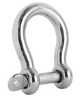 772 Pound Load 1/4 Inch 316 Marine Grade Stainless Steel Bow Anchor Shackle Smooth Screw Pin Build High Polish Finish close-up view
