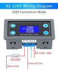 Delay Relay Timer Module DC 6 30V 12V 24V Digital Timer Plug And Play With Multiple Trigger Options 0.01s To 9999 Min Range 50mA Adjustable Period Switch For AC 220V Power On Off Controller With LCD Display And Button, AC 220V wiring diagram