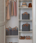 Extra Large Shelf Storage Baskets With Metal Frame Linen Fabric Storage Bins For Dorm Closet Or Room Gray Durable Organizer Containers 2 Pack in closet