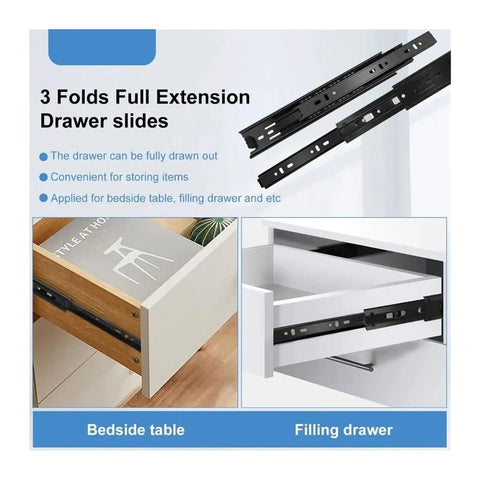 Bottom Mounted Concealed Drawer Slides For Smooth Quiet Open And Close Pro Grade Metal Runners Durable Construction Hidden Under Drawer Design Easy Install Heavy Duty Support For Cabinets And Dressers, 3-fold full extension