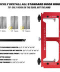 Aluminum Alloy Door Hinge Mortiser And Adjustable Jig For Hinge Installation From 2.5 Inch To 5 Inch In Length Supports Square Corner And Radius Hinges One Quarter Inch And Five Eighth Inch With Built In Depth Gauge For Precise Mortises tool kit showcasing mortise guide with depth settings