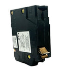 Top Shelf 20 Amp Single Pole AFCI Circuit Breaker Designed For Ultimate Arc Fault Protection In Standard Panels Quick Swap Install Zero Drama Max Safety Shield, side view of black circuit breaker.