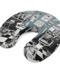 Barber Shop Style U Shaped Travel Neck Pillow with ergonomic neck support and dual sided cushioned design, barber shop print