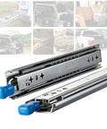 Top Shelf Heavy Duty Telescopic Drawer Runners With Secure Lock Full Extension Ball Bearing Slide Rails Built Tough handling heavy hitting loads, dual rollers.