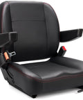 Universal Forklift And Tractor Seat With Micro Switch, Armrest And Safety Belt for machinery use, angle view.