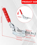2 Pack Push Pull Toggle Clamp 36020 With 396 Lb Holding Capacity, 1.17 Inch Stroke, 144.5 Degree Handle Open, Red Grippy Cushioned Grip For Comfort, Heavy Duty Workholding Clamp For Fast, Secure Tightly Held Parts In Home Shop And Garage; metal size diagram
