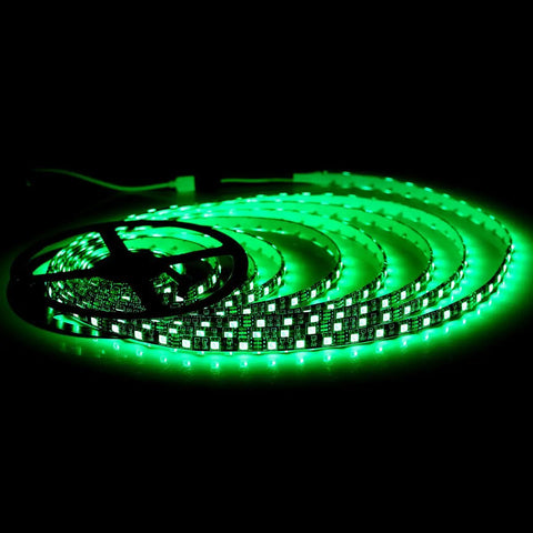 Waterproof 16.4ft RGB LED Strip Lights 5050 Color Changing Rope Lights For Bedroom Decor And Holiday Parties, 300 LEDs On Black PCB