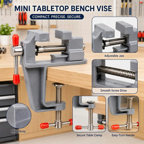 Multi Functional Bench Vise With High Carbon Steel Build Mini Adjustable Clamp for DIY projects on a tabletop in workshop