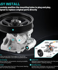 Beefed Up Replacement Power Steering Pump With Pulley For Buick Enclave Chevy Traverse GMC Acadia Saturn Outlook 2007 Through 2017 3.6L V6 Fits 20954812 96 2403, showcasing detailed installation diagram and pump features.