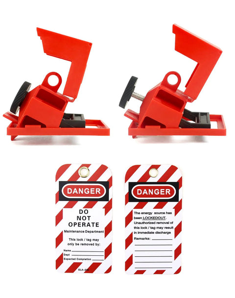 Universal Six Pack Circuit Breaker Lockout Kit For 480/600V Single Pole With Clamp Style Gear And 20 Danger Do Not Operate Tags shown