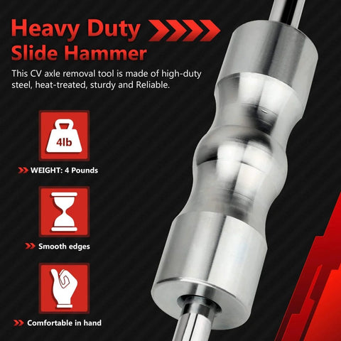Heavy-duty slide hammer for Inner CV Axle Puller Removal Tool With Slide Hammer And 48mm 63mm CV Joint Fork Adapters
