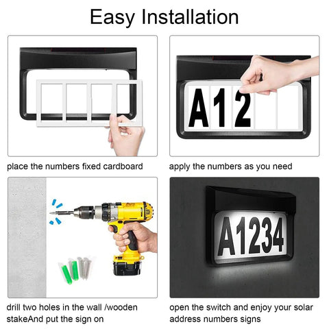 Easy installation steps for Solar Address Sign With Lighted House Numbers For Home Outdoor Waterproof Address Plaque