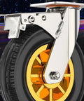 Heavy Duty Swivel Caster Wheels 3 Inch Rubber Rolling Set with brake and detailed wheel design for garage gear and trolleys.