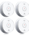 Combo Smoke And Carbon Monoxide Alarm With Ten Year Battery Dual Sensor Smoke Detector With Bilingual Voice Alerts Reduced Nuisance Alarms For Home Safety Four Pack, 4 white round units