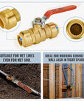 Three Quarter Inch Push To Connect Ball Valve No Lead Brass Full Port Plumbing Fittings For PEX Copper CPVC PE RT Pack Of Two
