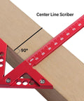 Dead On Aluminum Alloy Center Finder For Woodworking No Nonsense 45 Degree Scribe Marking Tool With Clear Metric Scale on wood.