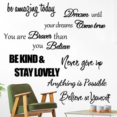 Motivational Wall Decals Set Of Seven Inspirational Quotes For Women And Girls Home Decor Believe In Yourself Be Amazing Today