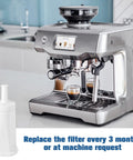 Top Shelf Coconut Activated Carbon Water Filter Replacement For Compatible Espresso Machines near espresso machine on counter.
