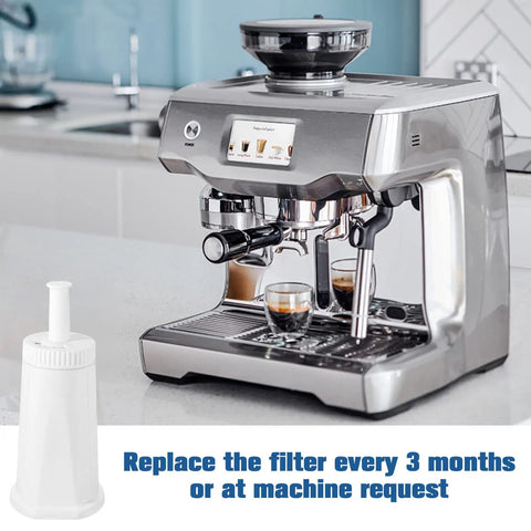 Top Shelf Coconut Activated Carbon Water Filter Replacement For Compatible Espresso Machines near espresso machine on counter.