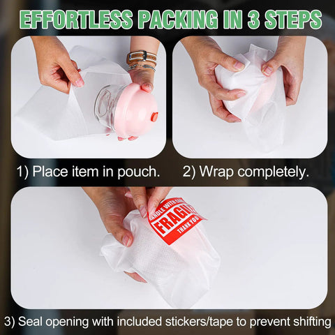 540Pcs Dish Packing Supplies Moving Kit With 200 Cushion Foam Pouches In Four Sizes, safe glass jar packing steps