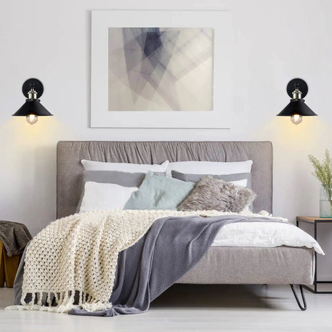 Bedroom with Dope Industrial Vintage Black Wall Sconces Set Of 3 Hardwired With Adjustable Heads For Living Room Bedroom Hallway Indoor Decor Bronze And Black Finish E26 Bulbs Not Included
