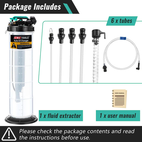 2.5 Gallon Oil Extractor Pump For Cars And Boats - Manual And Automatic Vacuum Extraction, includes 6 tubes and manual