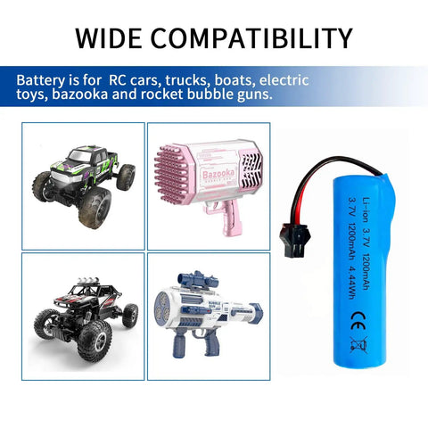 3.7V 1200mAh Li Ion Battery With SM 2P Plug And 4 In 1 USB Charger For RC Cars RC Trucks Toy Robots Stunt Cars