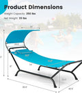 Heavy Duty Outdoor Hammock With Stand And Adjustable Canopy For Backyard Hangouts, Rustproof Metal Frame, Detachable Sunshade