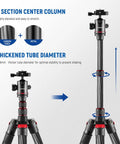 Top Tier Carbon Fiber Camera Tripod And Monopod Travel Stand Delivering Rock Solid Stability For Hassle Free Photography And Videography Shoots Supporting Heavy Gear Up To Twenty Six Pounds with dual section center column and thickened tube.