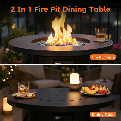 2-In-1 50,000 BTU Propane Fire Pit Table, 30 Inch Round Outdoor Fire Pit For Backyard Patio, Removable Cover Converts