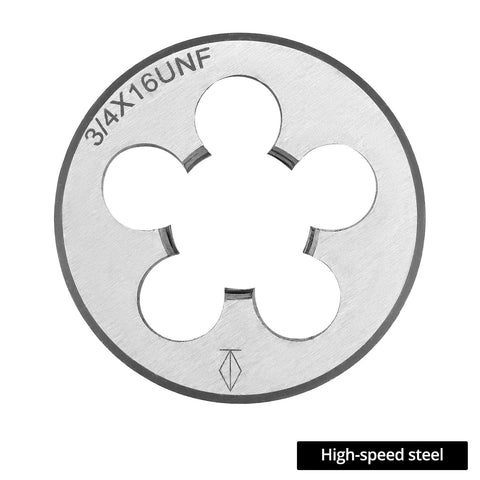 High Speed Steel 3/4-16 UNF Tap And Die Set For Precision Threading, circular die top view