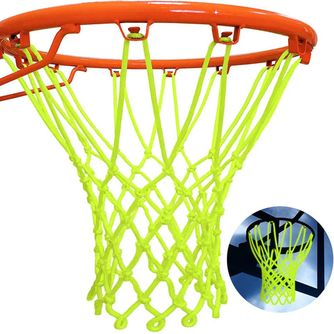 Glow In The Dark Night Basketball Net For Outdoor Hoops, Solar Powered Luminous Nylon Net Fits 21 Inch Rims, Heavy Duty