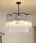 Vintage Farmhouse Crystal Chandelier With 6 Lights, Adjustable Iron Pendant Lighting, E12 Base, Classic Crystal Sparkle style