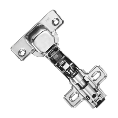 Frameless Soft Close Cabinet Hinges For Inset Kitchen Cabinets 105 Degree Clip On Plate Adjustable Concealed European Door Hinges Nickel Plated Finish 2 Pack With Screws And No Fuss Easy Install Guide close-up view