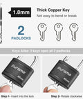 Two Pack Keyed Padlocks With 3 Keys Alike, 7/8 Inch Hardened Steel Shackle inserting key close-up, scratch-resistant body