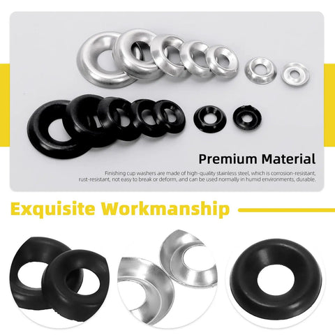 160 Pcs 304 Stainless Steel Finish Countersunk Cup Washers Set In Seven Sizes Size 4 Through Size 16 Silver Hardware Kit