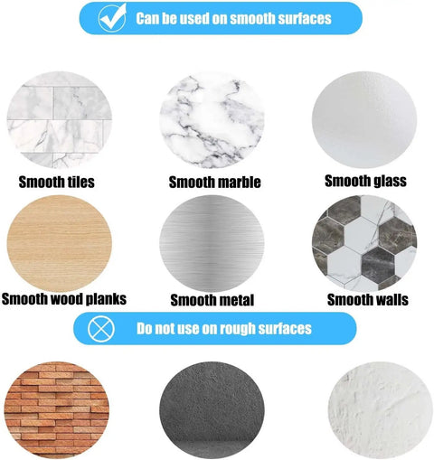 Image showing various smooth surfaces suitable for Heavy Duty 6 Pack Suction Cups With Thickened Pvc Sucker Pads And M6 X14 Thread Screws.
