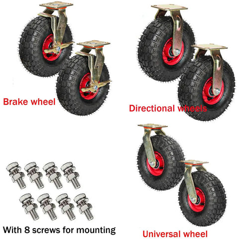 Brake and directional caster wheels with screws, highlighting Beefy Top Plate Swivel Caster Wheels For Furniture And Workbenches, 300kg Load Capacity.