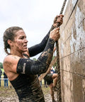 Premium Padded Arm Sleeves With Compression Elbow Protection, non slip sweat resistant in action during obstacle course, large