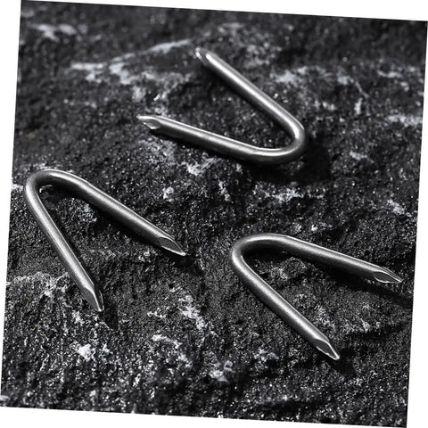 U Shaped Garden Stakes And Fence Nails 100 Pack For Fast Easy No Fuss Installation And Heavy Duty Fixes For Fences Anchors And Garden Decor Ideal For Large Area Projects DIY Landscaping on dark surface
