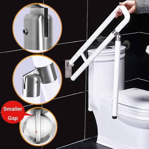 Foldable Stainless Steel Toilet Grab Bar With 304 Grade Frame Anti Slip Shower Handrail Flip Up Bathroom Seat Support Bar Heavy Duty Bathtub Arm Grip For Safe Access And Stability Supports Up To 450 Lbs