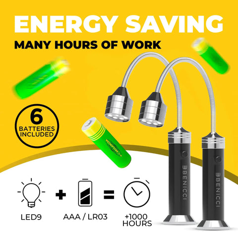 LED BBQ Grill Light Set Of 2 With 360 Degree Magnetic Base And Extra Long Gooseneck, Portable Outdoor Lamp With 6 Batteries Included