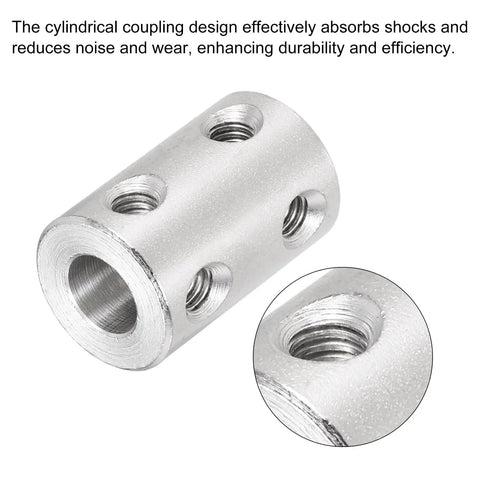 Top Shelf Steel Shaft Coupler Kit For 3D Makers And Hobby Motors, Hella Durable 4mm To 7mm Rigid Connector with hex key close-up of cylindrical design.