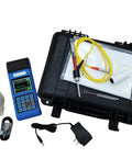 Super Handy Portable Handheld Metal Hardness Tester With Industrial DL Probe For Rebound Testing On Forged Steel and Other Metals At Any Angle Featuring Large Color Screen Display And Direct Print Function in carrying case with probes and accessories.