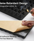 Rock Solid Peel And Stick Acoustic Foam Roll Self Adhesive Soundproof Wall Padding showing flame retardant design and self-adhesive backing.