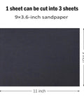Assorted Grit Sandpaper Kit 120 To 5000 For Wood Furniture Metal Auto Polishing 9 By 11 Inches 36 Sheets Wet Or Dry Sanding With Waterproof Silicon Carbide For DIYers Pro Grade Consistent Grit Distribution, showing dimensions of 9 by 11 inches.
