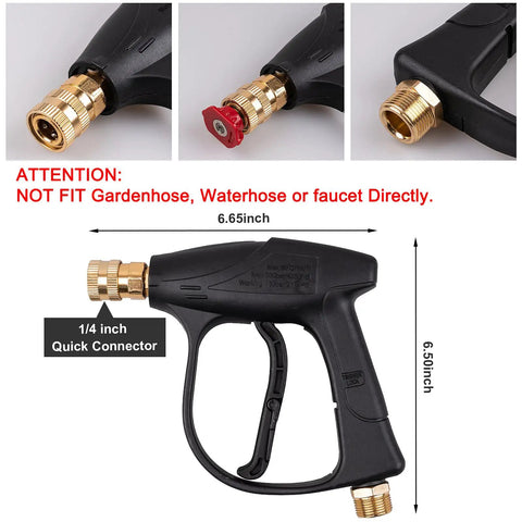 Pressure Washer Short Gun Foam Cannon Kit With One Quarter Inch Quick Connector And Five Nozzle Tips M22 To Fourteen Millimeter