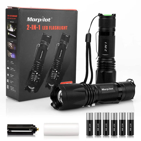 2 In 1 Led UV Blacklight Flashlight 395Nm With 500 Lumen Power, Four Modes, Two Pack For Pet Urine Detection And Stain Finding
